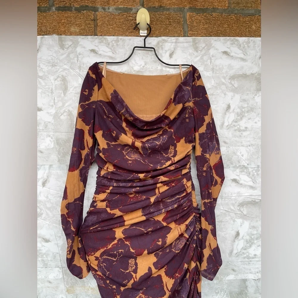 STAUD Solana Floral Maxi Dress Dried Pressed Flowers S Long Sleev Wedding Guest - Picture 10 of 16